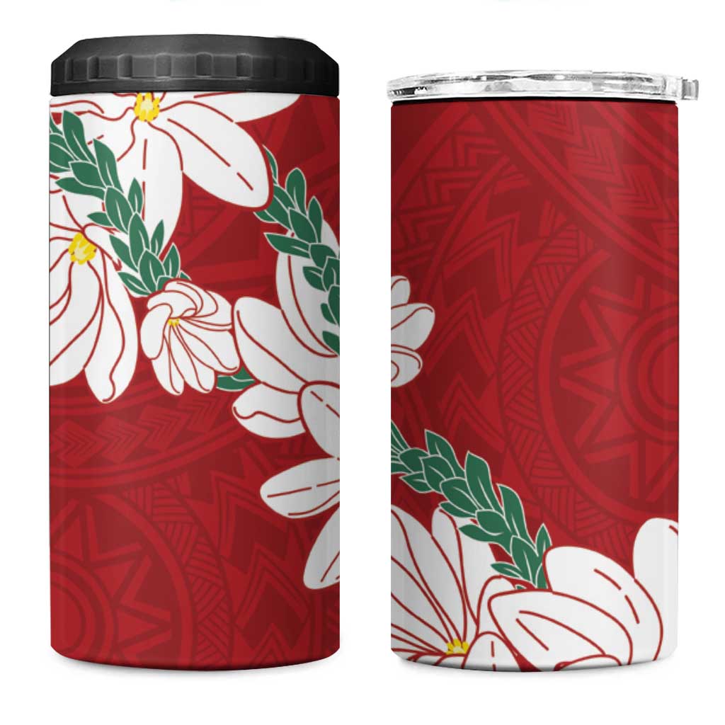 Ia Orana Tahiti Tiare 4 in 1 Can Cooler Tumbler Crimson Lei LT7 One Size: 16 oz Red - Polynesian Pride