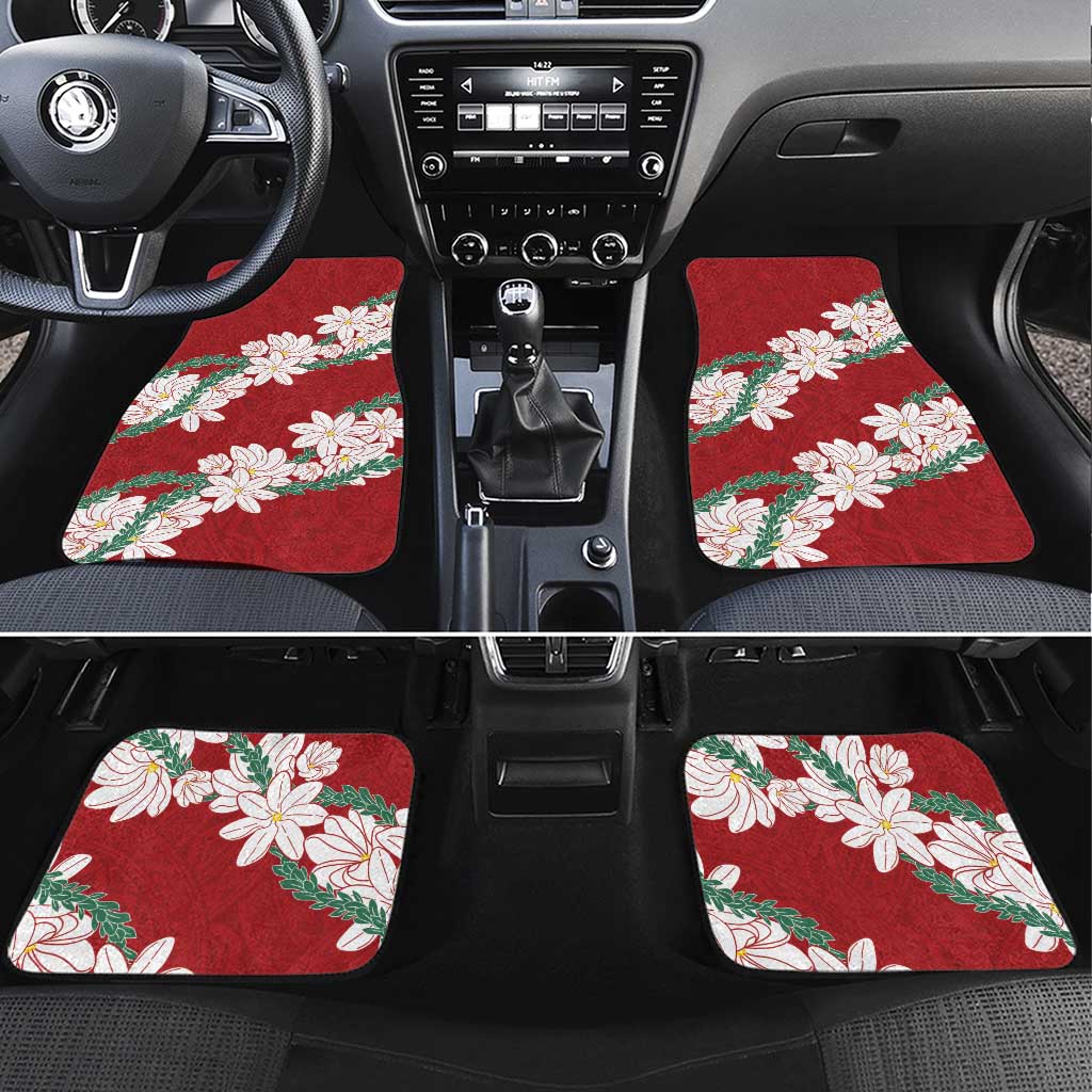 Ia Orana Tahiti Tiare Car Mats Crimson Lei LT7 Set 4pcs Red - Polynesian Pride