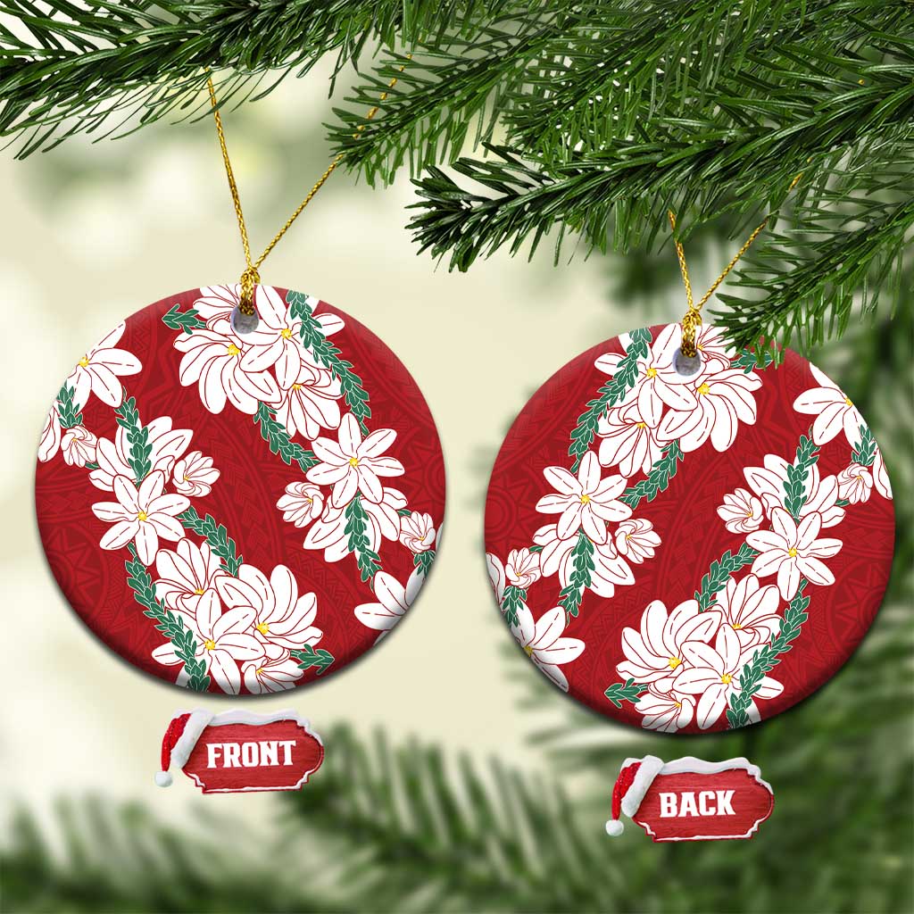 Ia Orana Tahiti Tiare Ceramic Ornament Crimson Lei - Polynesian Pride