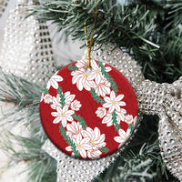 Ia Orana Tahiti Tiare Ceramic Ornament Crimson Lei - Polynesian Pride