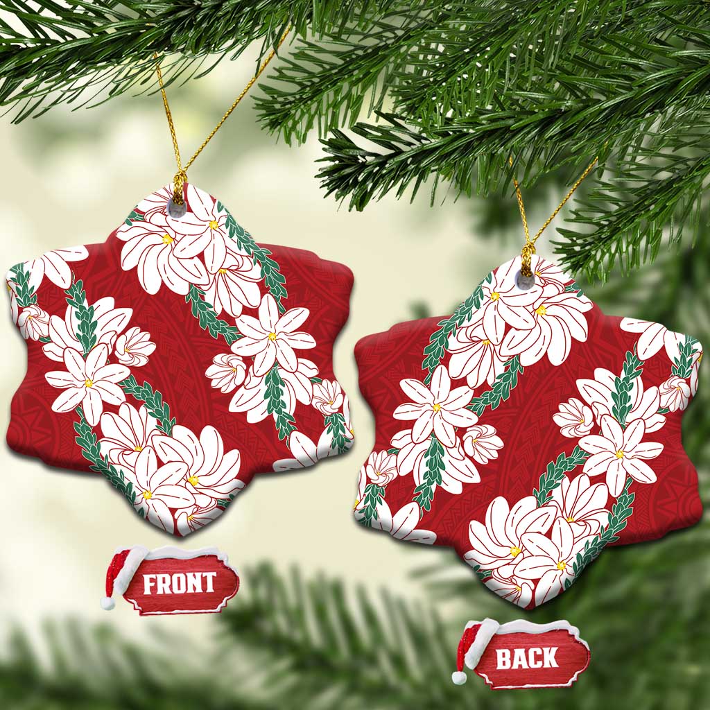 Ia Orana Tahiti Tiare Ceramic Ornament Crimson Lei - Polynesian Pride