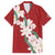 Ia Orana Tahiti Tiare Family Matching Off The Shoulder Long Sleeve Dress and Hawaiian Shirt Crimson Lei - Polynesian Pride