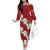 Ia Orana Tahiti Tiare Family Matching Off The Shoulder Long Sleeve Dress and Hawaiian Shirt Crimson Lei - Polynesian Pride