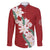 Ia Orana Tahiti Tiare Family Matching Off Shoulder Maxi Dress and Hawaiian Shirt Crimson Lei - Polynesian Pride