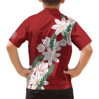 Ia Orana Tahiti Tiare Family Matching Off Shoulder Short Dress and Hawaiian Shirt Crimson Lei LT7 - Polynesian Pride