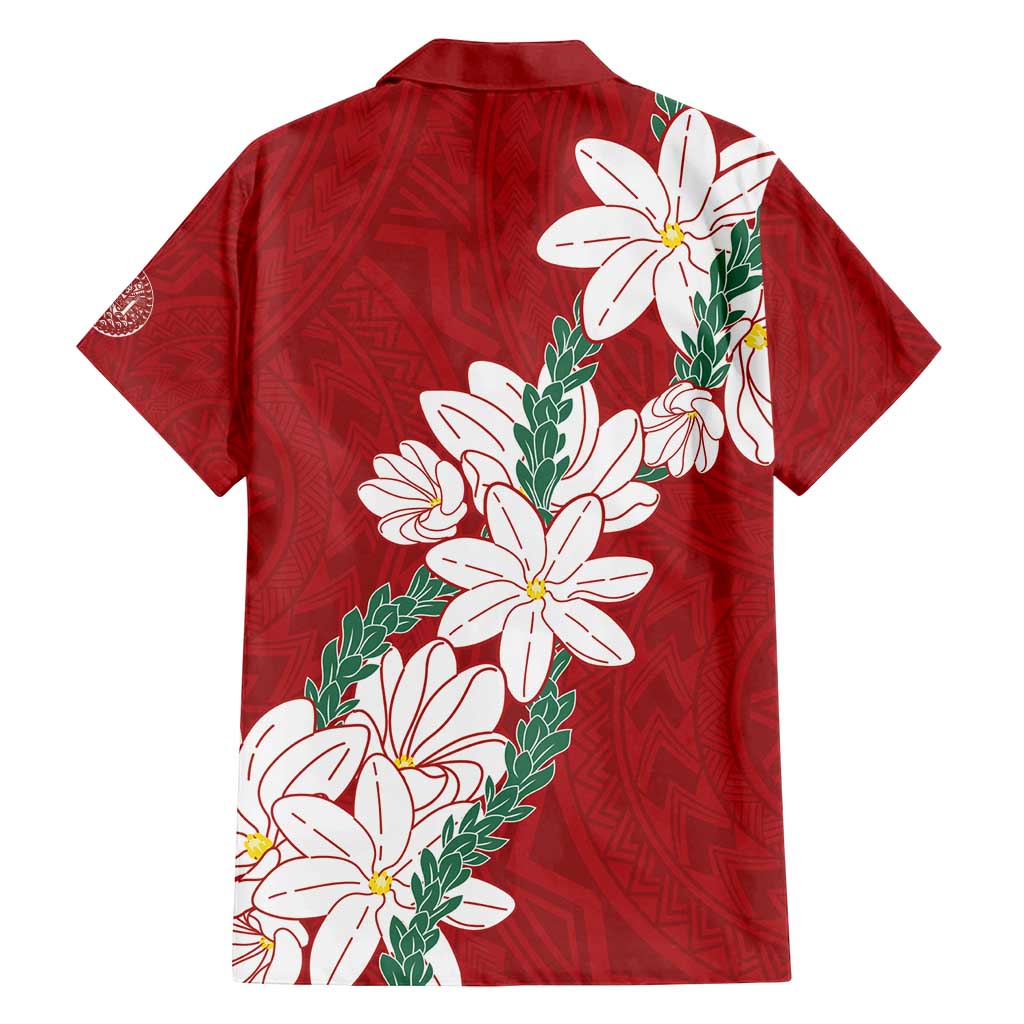 Ia Orana Tahiti Tiare Family Matching Puletasi and Hawaiian Shirt Crimson Lei LT7 - Polynesian Pride