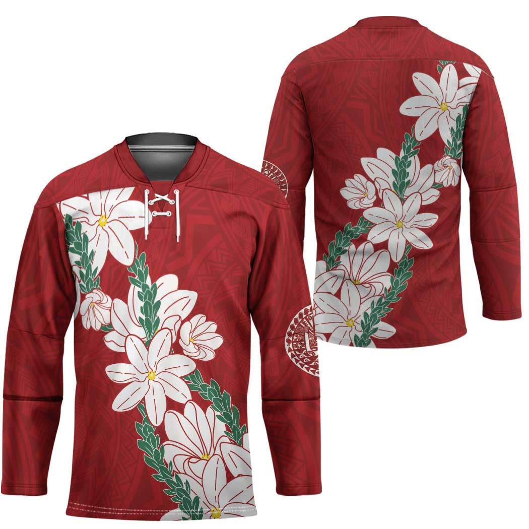 Ia Orana Tahiti Tiare Hockey Jersey Crimson Lei LT7 - Polynesian Pride