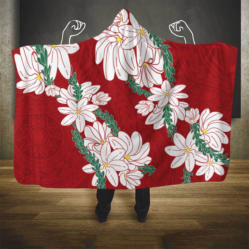 Ia Orana Tahiti Tiare Hooded Blanket Crimson Lei LT7 - Polynesian Pride