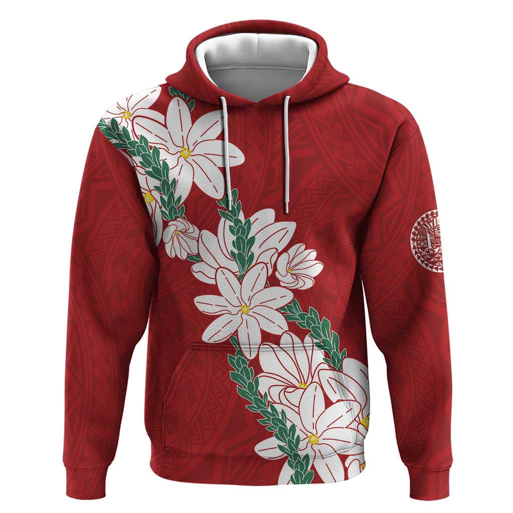Ia Orana Tahiti Tiare Hoodie Crimson Lei - Polynesian Pride