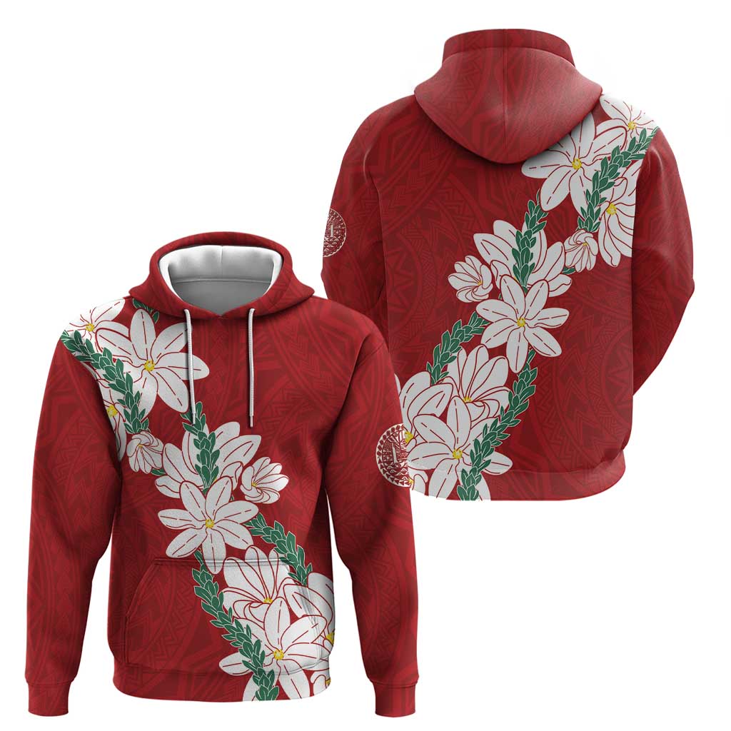 Ia Orana Tahiti Tiare Hoodie Crimson Lei - Polynesian Pride