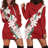Ia Orana Tahiti Tiare Hoodie Dress Crimson Lei - Polynesian Pride
