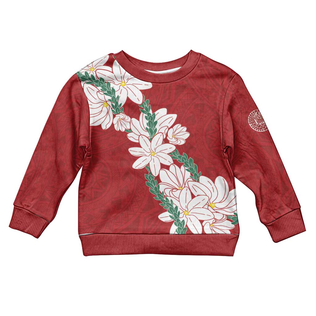 Ia Orana Tahiti Tiare Kid Ugly Christmas Sweater Crimson Lei - Polynesian Pride