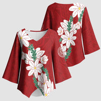 Ia Orana Tahiti Tiare Kimono Sleeve Blouse Crimson Lei - Polynesian Pride