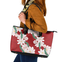 Ia Orana Tahiti Tiare Leather Tote Bag Crimson Lei - Polynesian Pride