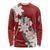 Ia Orana Tahiti Tiare Long Sleeve Shirt Crimson Lei - Polynesian Pride