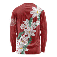 Ia Orana Tahiti Tiare Long Sleeve Shirt Crimson Lei LT7 - Polynesian Pride