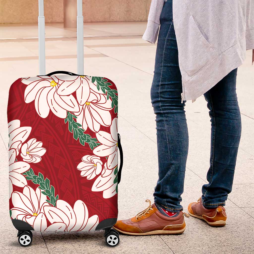 Ia Orana Tahiti Tiare Luggage Cover Crimson Lei LT7 Red - Polynesian Pride