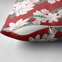 Ia Orana Tahiti Tiare Pillow Cover Crimson Lei - Polynesian Pride