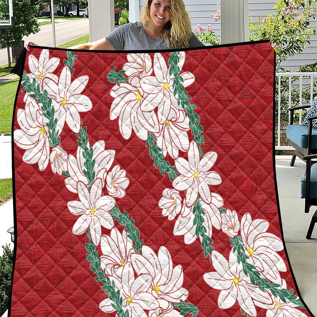 Ia Orana Tahiti Tiare Quilt Crimson Lei LT7 Red - Polynesian Pride