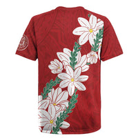 Ia Orana Tahiti Tiare Rugby Jersey Crimson Lei - Polynesian Pride
