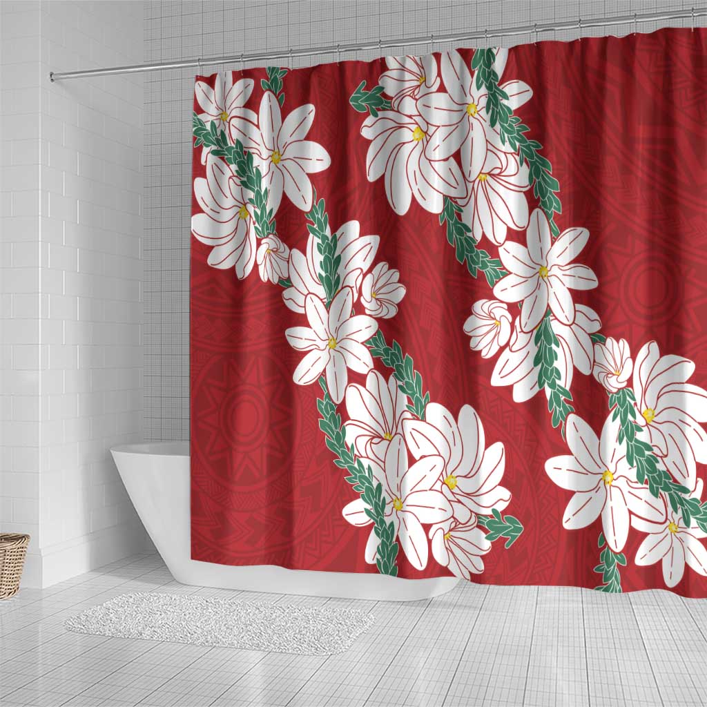 Ia Orana Tahiti Tiare Shower Curtain Crimson Lei LT7 - Polynesian Pride
