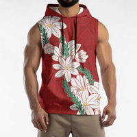 Ia Orana Tahiti Tiare Sleeveless Hoodie Crimson Lei - Polynesian Pride