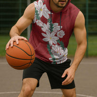 Ia Orana Tahiti Tiare Sleeveless Hoodie Crimson Lei - Polynesian Pride