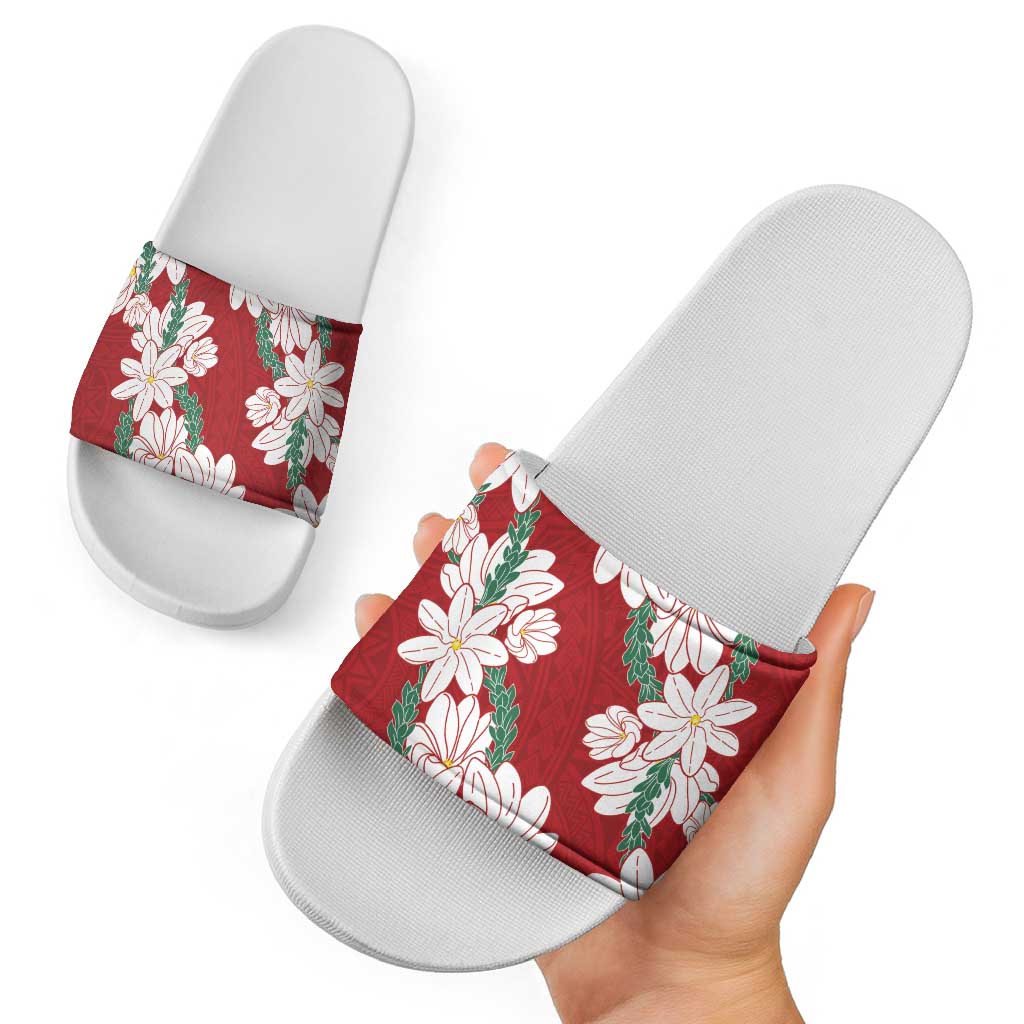 Ia Orana Tahiti Tiare Slide Sandals Crimson Lei LT7 - Polynesian Pride