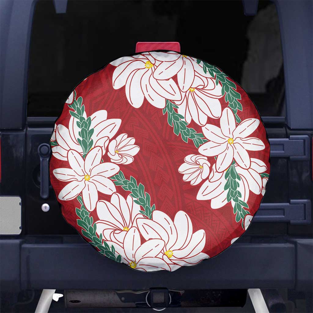 Ia Orana Tahiti Tiare Spare Tire Cover Crimson Lei LT7 No hole Red - Polynesian Pride