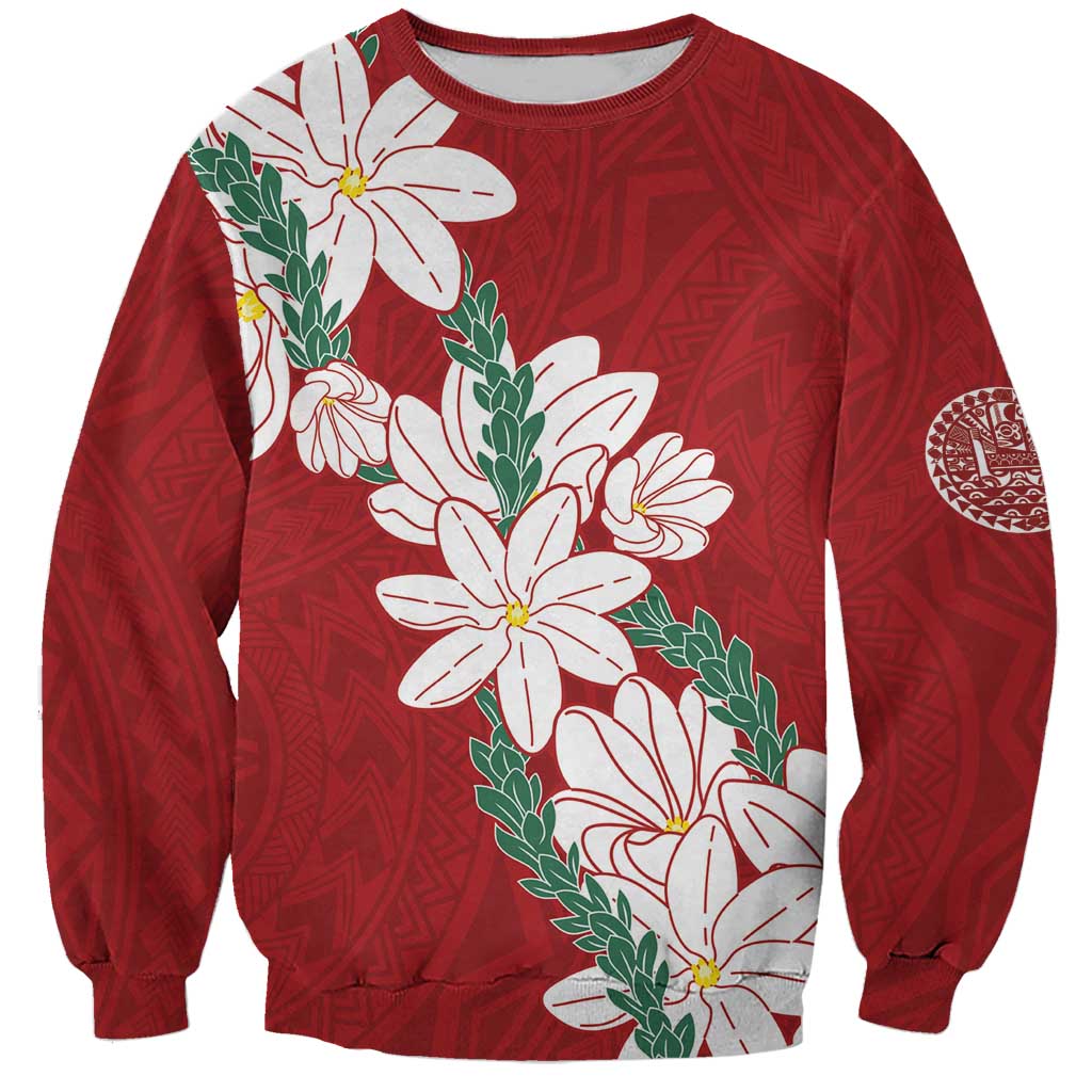 Ia Orana Tahiti Tiare Sweatshirt Crimson Lei LT7 Unisex Red - Polynesian Pride