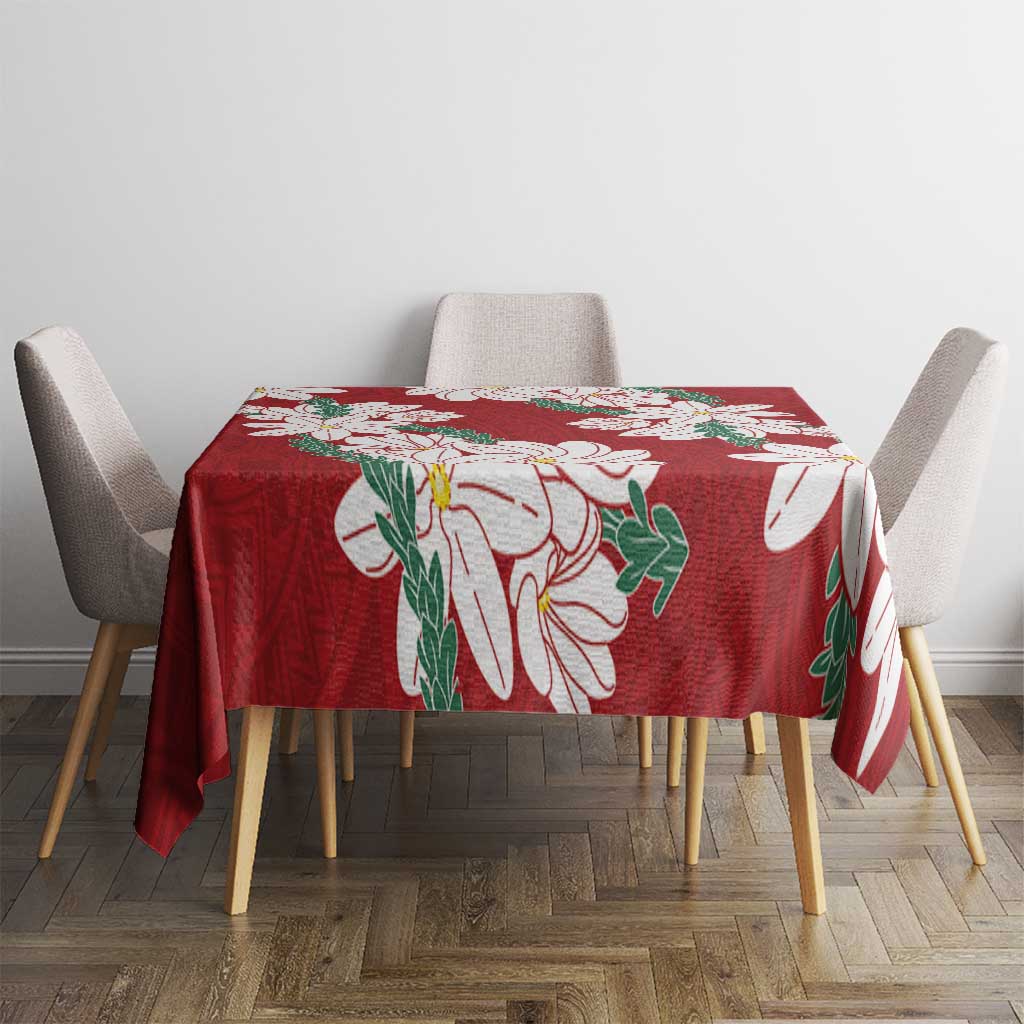 Ia Orana Tahiti Tiare Tablecloth Crimson Lei - Polynesian Pride