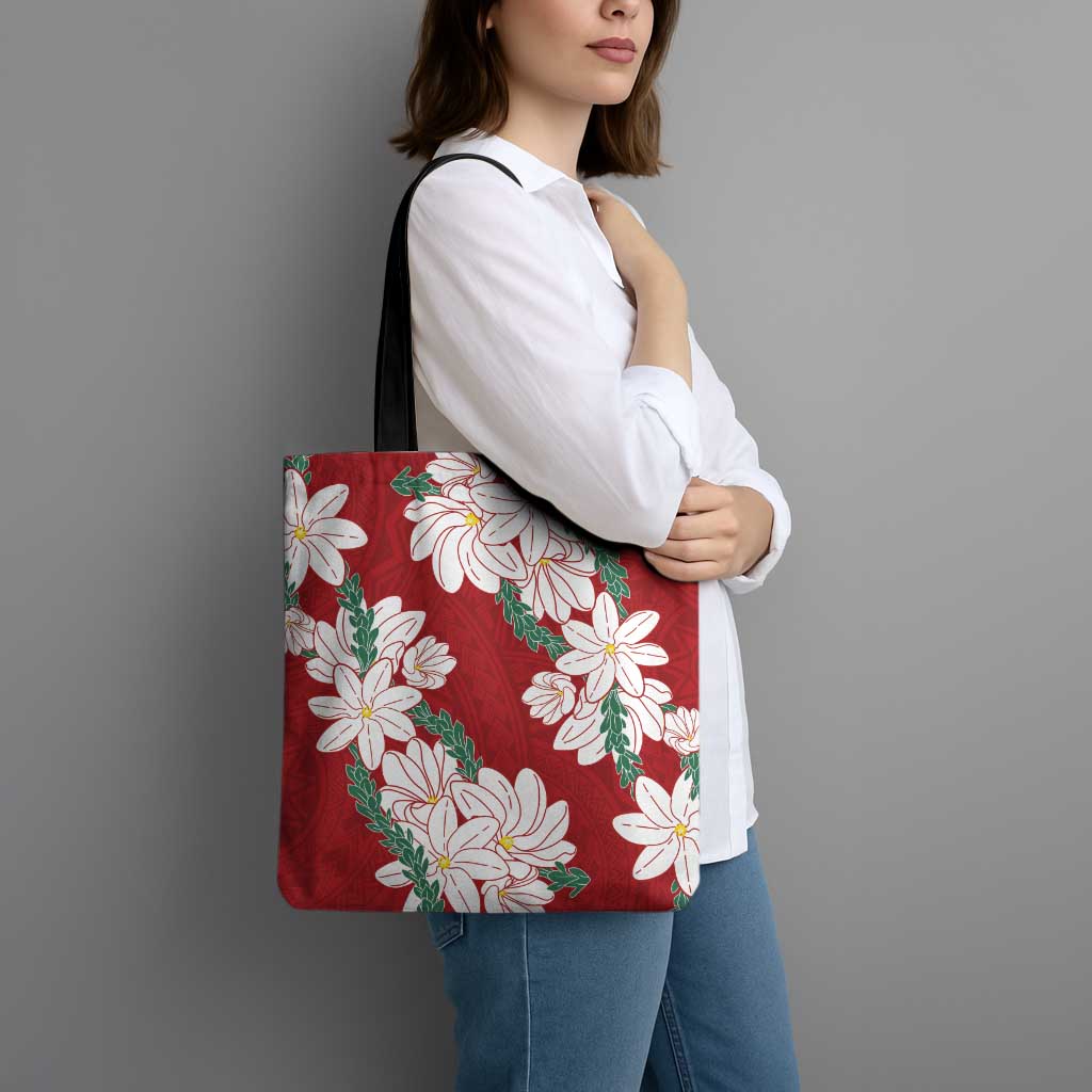 Ia Orana Tahiti Tiare Tote Bag Crimson Lei - Polynesian Pride