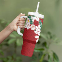 Ia Orana Tahiti Tiare Tumbler With Handle Crimson Lei - Polynesian Pride