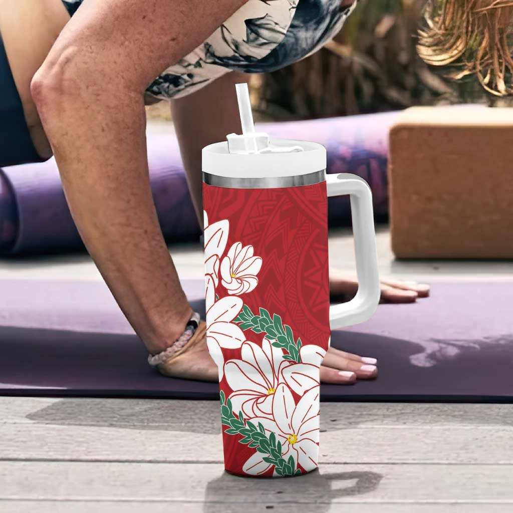 Ia Orana Tahiti Tiare Tumbler With Handle Crimson Lei - Polynesian Pride