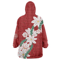 Ia Orana Tahiti Tiare Wearable Blanket Hoodie Crimson Lei - Polynesian Pride