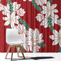 Ia Orana Tahiti Tiare Window Curtain Crimson Lei - Polynesian Pride