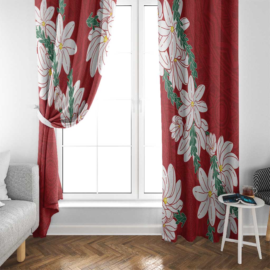 Ia Orana Tahiti Tiare Window Curtain Crimson Lei - Polynesian Pride