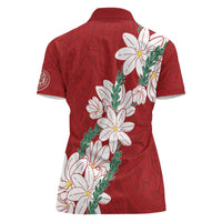 Ia Orana Tahiti Tiare Women Polo Shirt Crimson Lei - Polynesian Pride