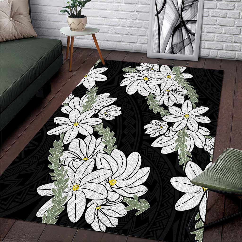 Ia Orana Tahiti Tiare Area Rug Black Lei - Polynesian Pride