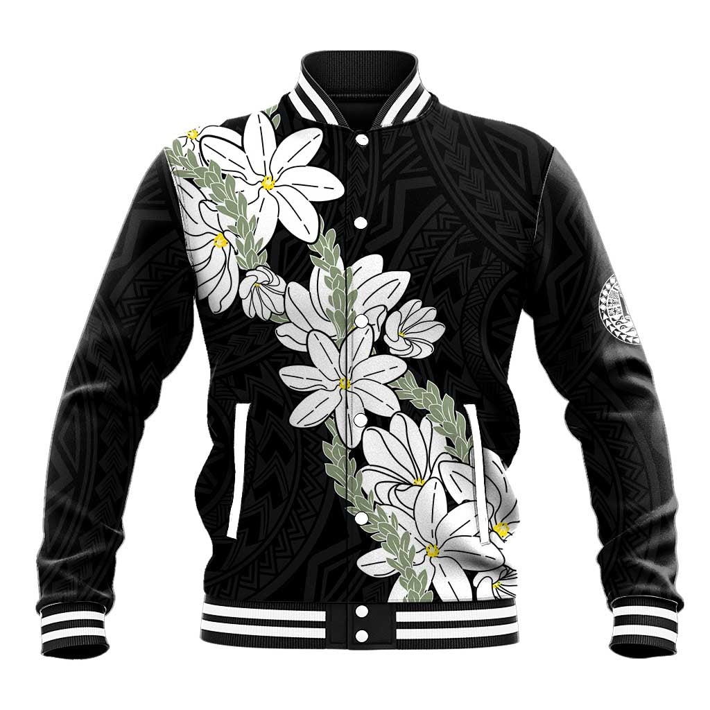 Ia Orana Tahiti Tiare Baseball Jacket Black Lei LT7 Unisex Black - Polynesian Pride
