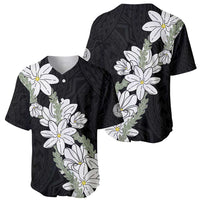 Ia Orana Tahiti Tiare Baseball Jersey Black Lei LT7 - Polynesian Pride