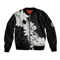 Ia Orana Tahiti Tiare Bomber Jacket Black Lei LT7 Unisex Black - Polynesian Pride