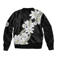 Ia Orana Tahiti Tiare Bomber Jacket Black Lei LT7 - Polynesian Pride