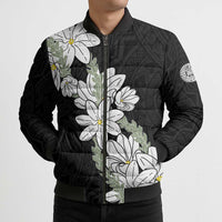 Ia Orana Tahiti Tiare Bomber Puffer Jacket Black Lei - Polynesian Pride