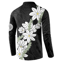 Ia Orana Tahiti Tiare Button Sweatshirt Black Lei - Polynesian Pride