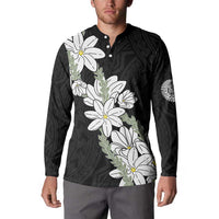 Ia Orana Tahiti Tiare Button Sweatshirt Black Lei - Polynesian Pride