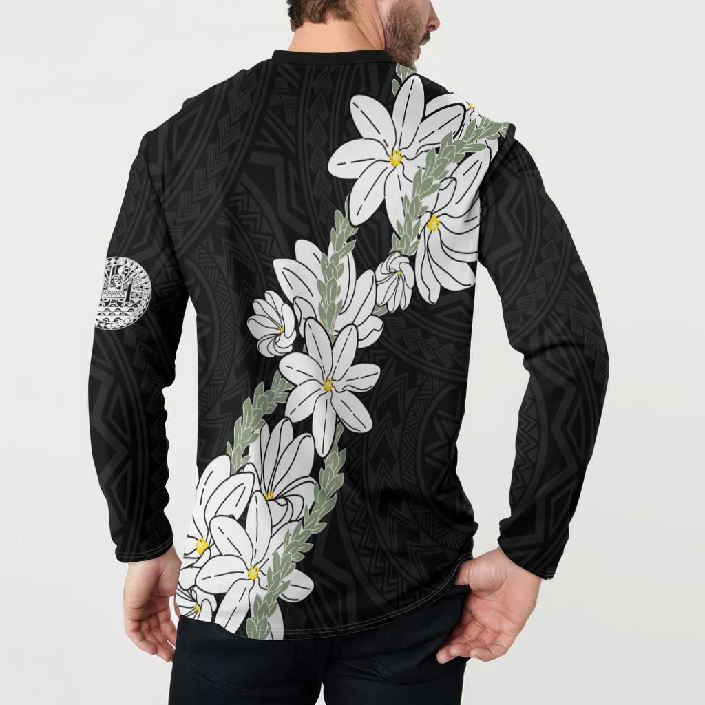 Ia Orana Tahiti Tiare Button Sweatshirt Black Lei - Polynesian Pride