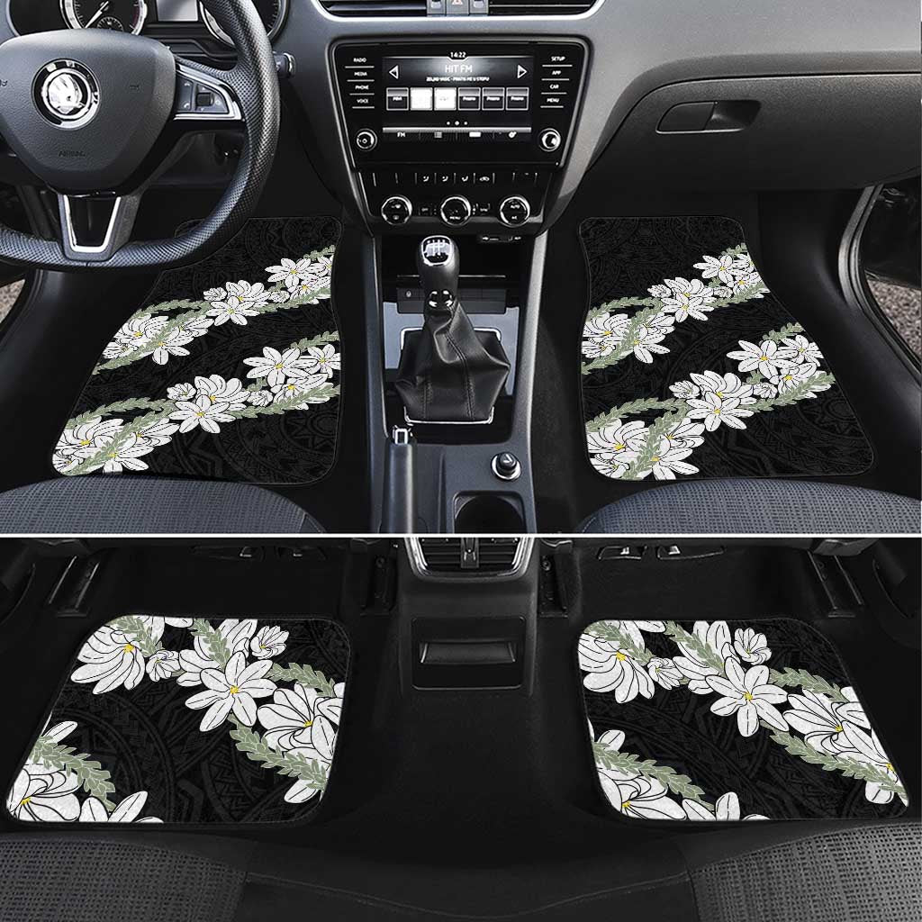 Ia Orana Tahiti Tiare Car Mats Black Lei LT7 Set 4pcs Black - Polynesian Pride