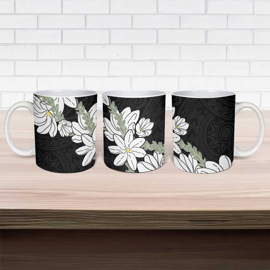 Ia Orana Tahiti Tiare Ceramic Mug Black Lei - Polynesian Pride