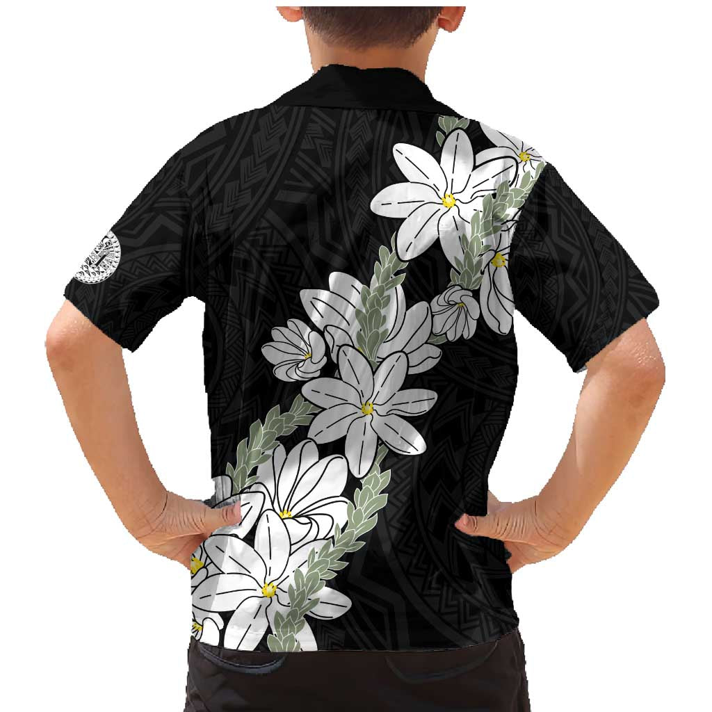 Ia Orana Tahiti Tiare Family Matching Mermaid Dress and Hawaiian Shirt Black Lei - Polynesian Pride